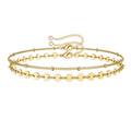 Dainty Gold Bracelets For Women, 14K Gold Filled Adjustable Layered Bracelet Cute Oval Chain Bar Gold Bracelets For Women Jewelry - Trend finder