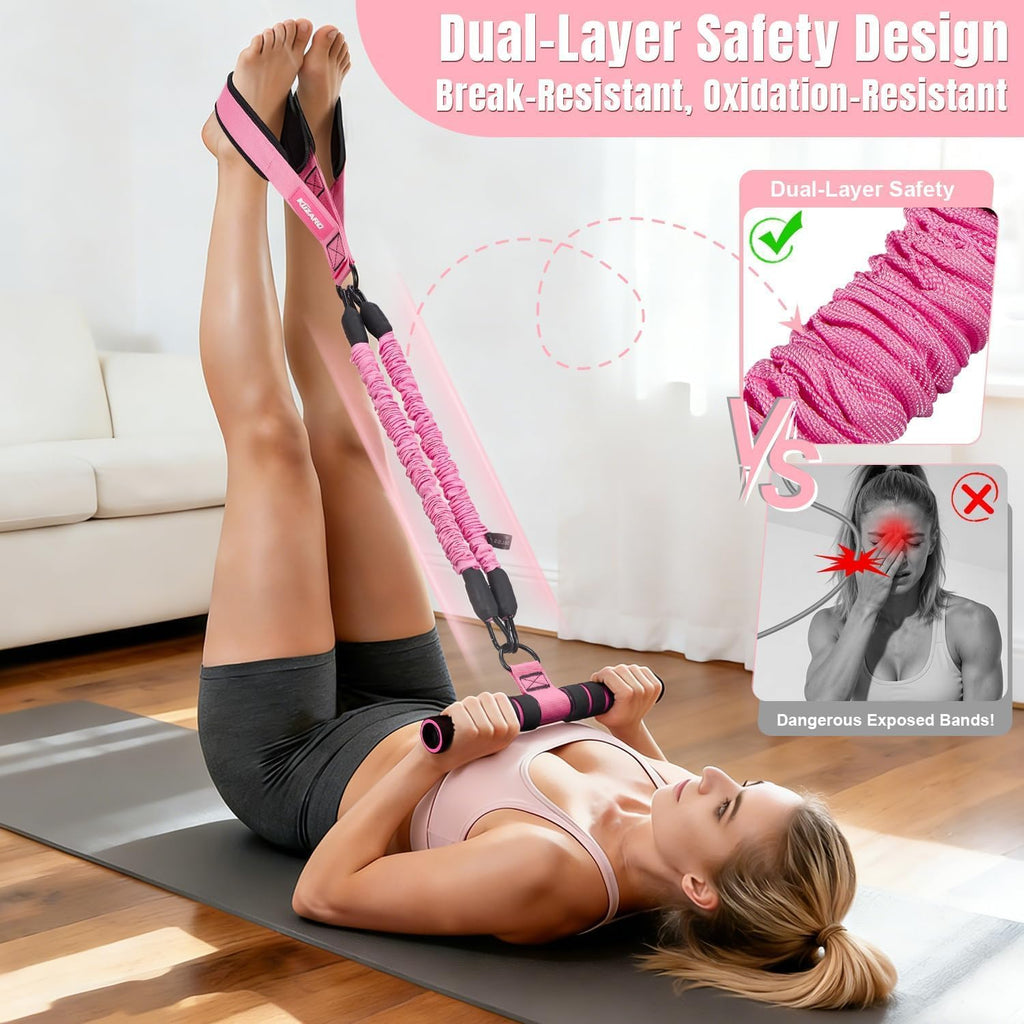 3 Tube Sit Up Resistance Bands With Handles & Foot Pedals, Adjustable Abdominal Exercise Equipment, Multifunctional Resistance Trainer For Abs, Waist, Arms & Leg Workout For Women - Trend finder