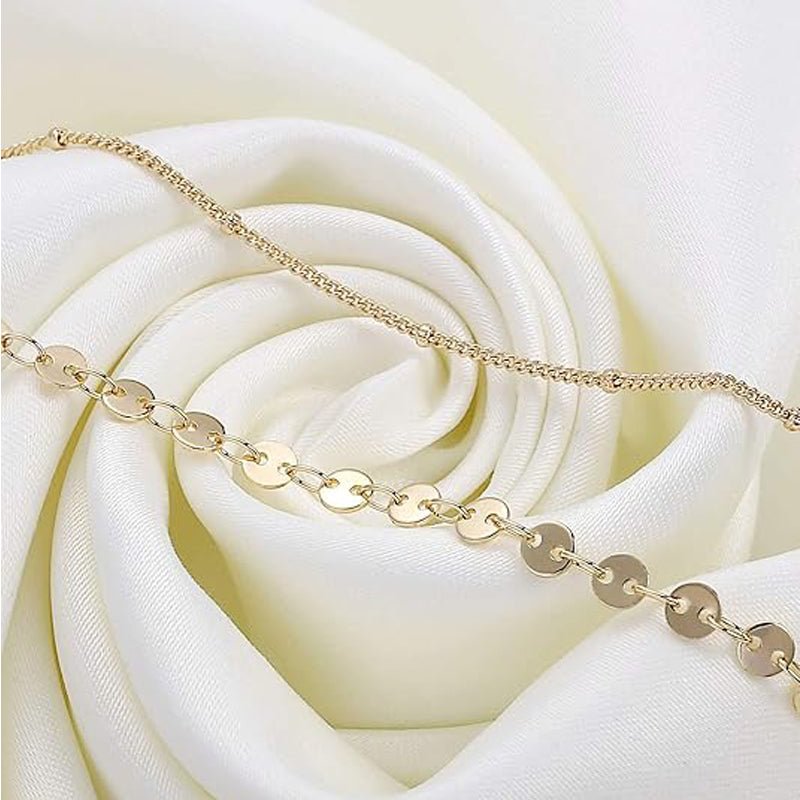 Dainty Gold Bracelets For Women, 14K Gold Filled Adjustable Layered Bracelet Cute Oval Chain Bar Gold Bracelets For Women Jewelry - Trend finder