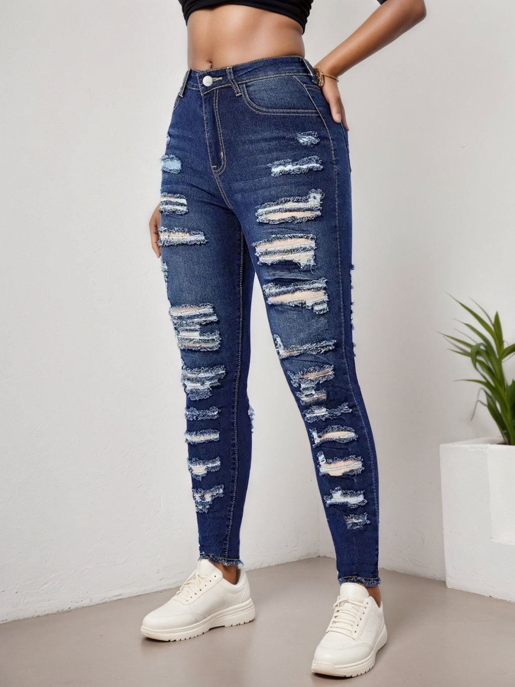 Women’s Ripped Tight Cropped Pants, New High Stretch Jeans, Fashionable And Versatile Street Style, Slim Fit Design, Women’s Jeans And Clothing - Trend finder