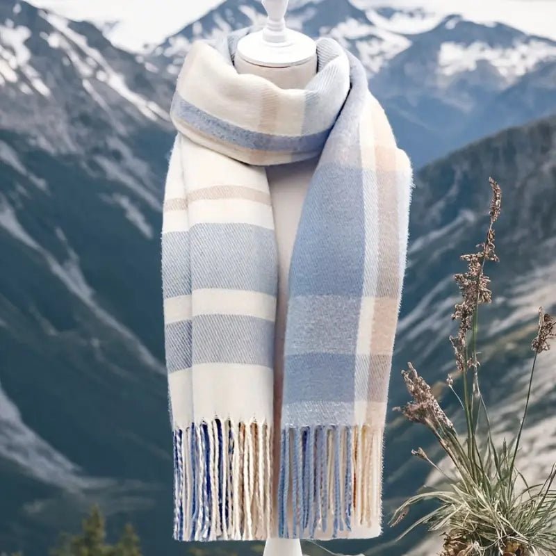 Couple Winter Scarf - Thick Warm Polyester Tassel Shawl Wrap, 180x70cm Unisex Scarves For Women & Men, Christmas Thanksgiving Gift - Trend finder